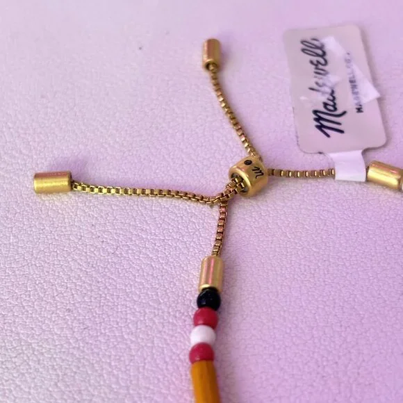 NWT MADEWELL Hayfield Adjustable Beaded Bracelet Boho Seed Beads Colorful Yellow - Picture 4 of 4